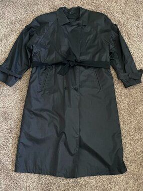 Black Trench Coat British Mist Vintage Overcoat Women’s 16